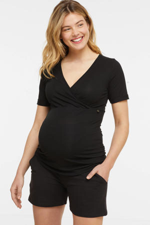 low waist regular fit zwangerschapssweatshort zwart