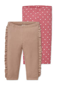 C&A Baby Club straight fit broek met all over print bruin/roze, Bruin/roze