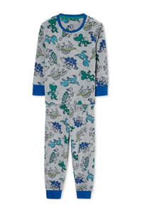 C&A   pyjama met all over print grijs/blauw, Grijs/blauw