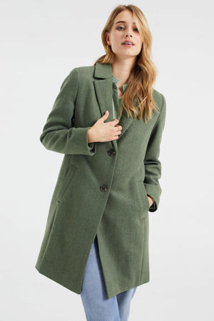 coat met wol in zachtgroen