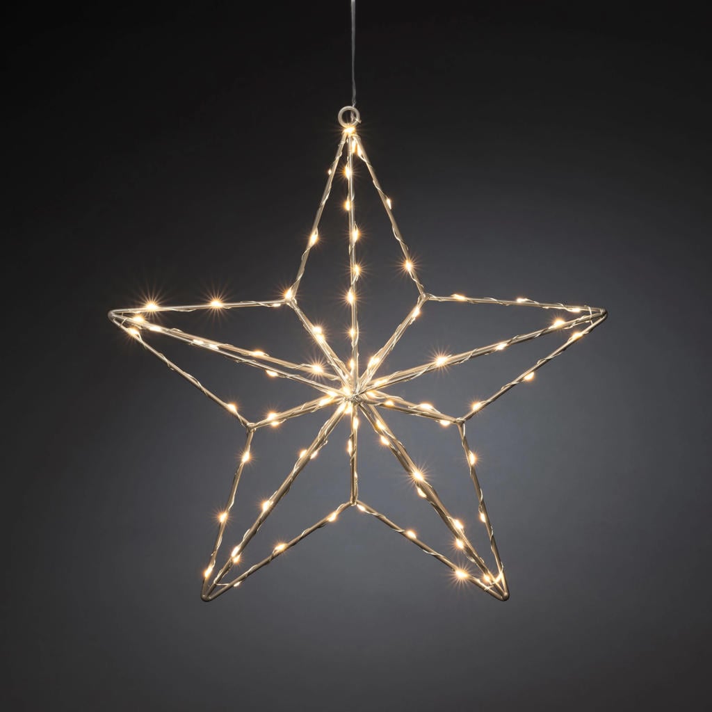 Konstsmide LED zilveren ster zilver/extra warmwit - 36x37 cm - 90 L - binnen - met stekker
