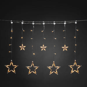 LED lichtgordijn ster transparant/extra warmwit - 67x90 cm - 77 L - buiten - met stekker