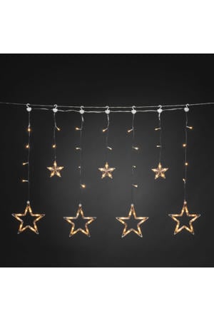 LED lichtgordijn ster transparant/extra warmwit - 67x90 cm - 77 L - buiten - met stekker