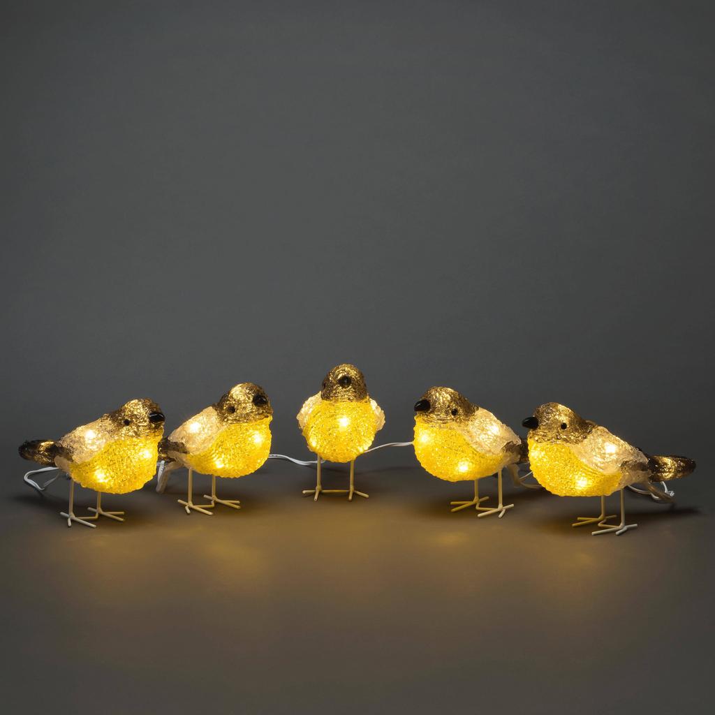 Konstsmide LED acryl vogel geel/zwart/warmwit - 10x400 cm - 40 L - buiten - met stekker