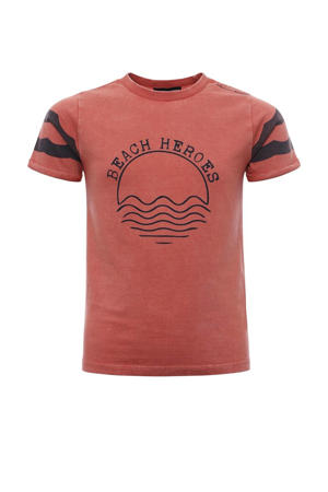 T-shirt met printopdruk koraalrood