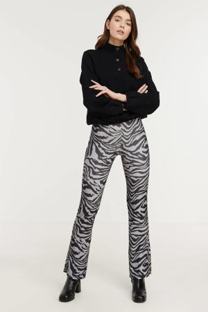 flared legging met zebraprint grijs/zwart