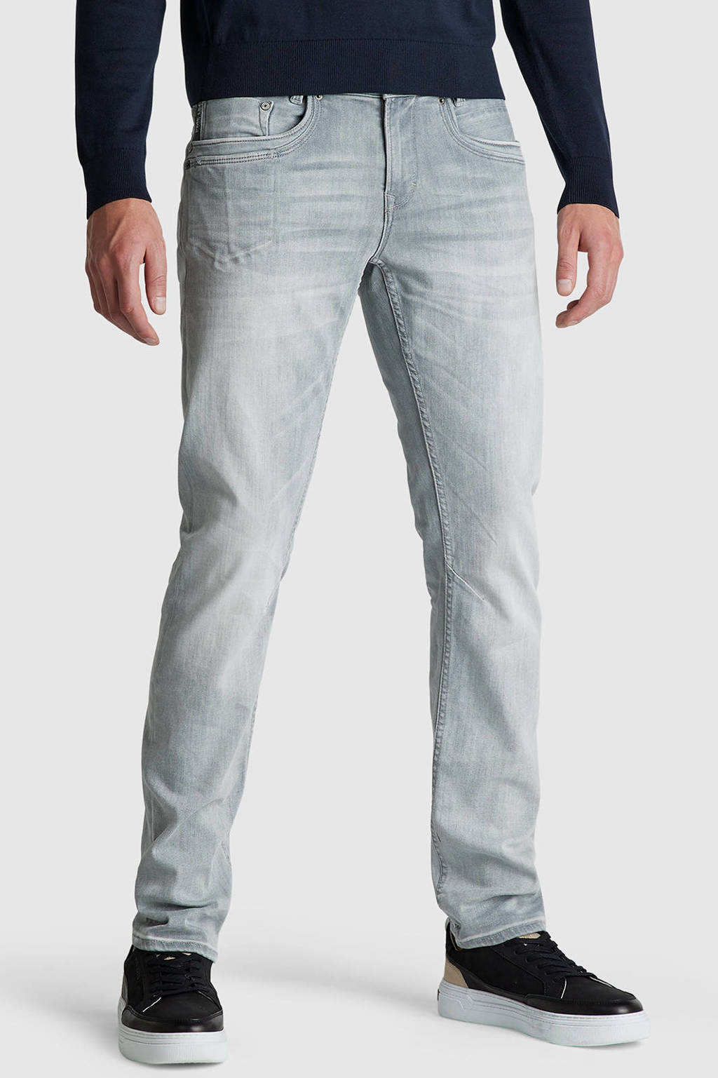 PME Legend relaxed tapered fit jeans Skymaster grey on bleached
