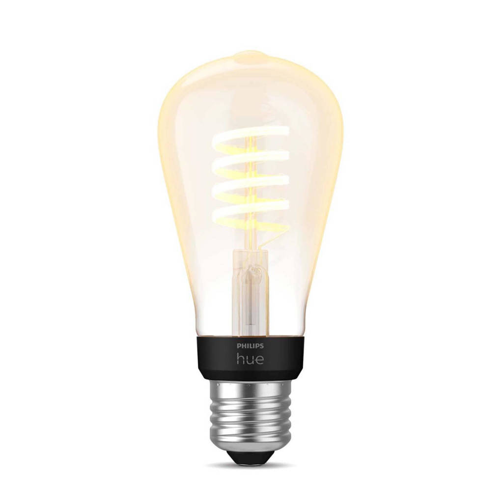 Philips Hue Filament Edisonlamp ST64 E27 warmkoelwit licht, Zwart