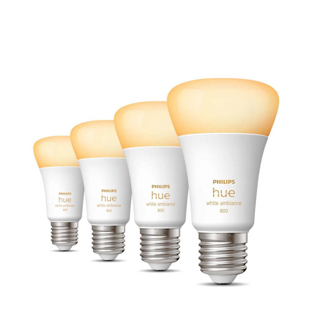 Philips Hue Standaardlamp E27 4-pack 800 LM, Wit