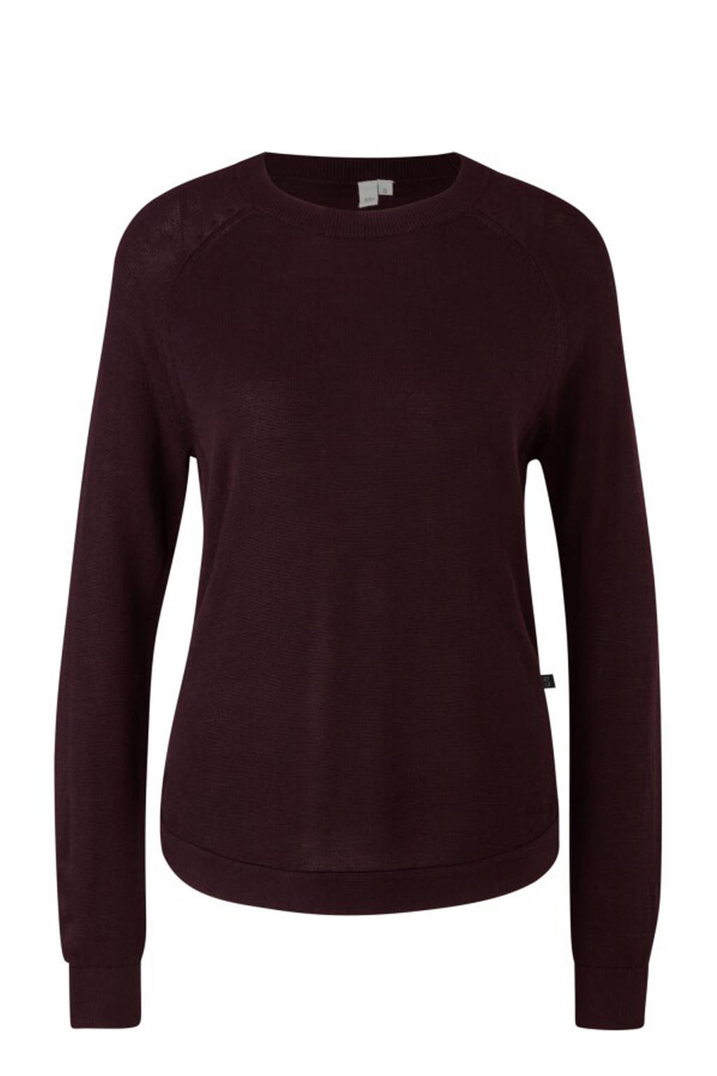 Donkerrode dames Q S designed by trui met lange mouwen en ronde hals