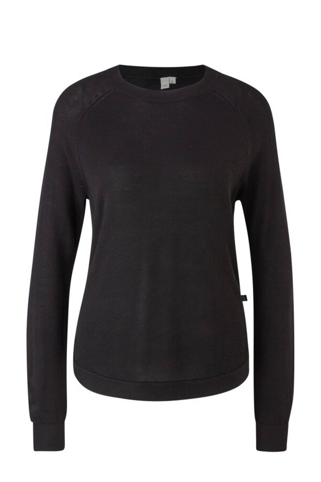 Zwarte dames Q S designed by trui met lange mouwen en ronde hals