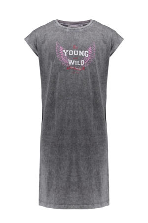 T-shirtjurk Young Wild met printopdruk antraciet