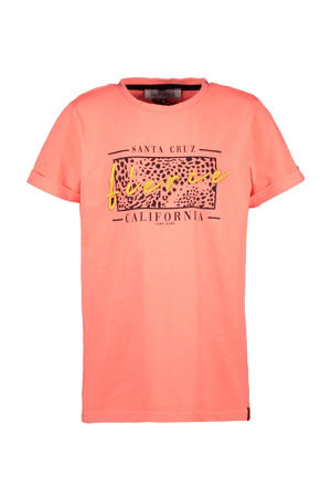 T-shirt Kaira met printopdruk fluor oranje