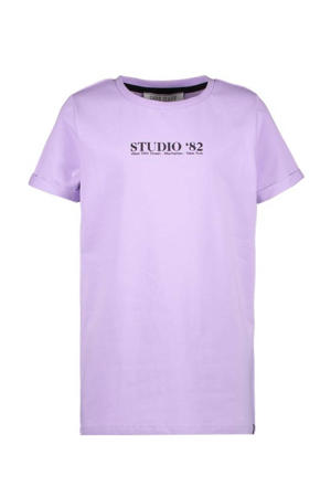 T-shirt Adelle met tekst lila
