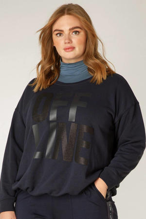 sweater Bobbo met tekst donkerblauw/zwart