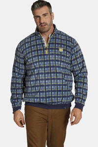 Charles Colby geruite fleece sweater EARL LOWELL Plus Size blauw