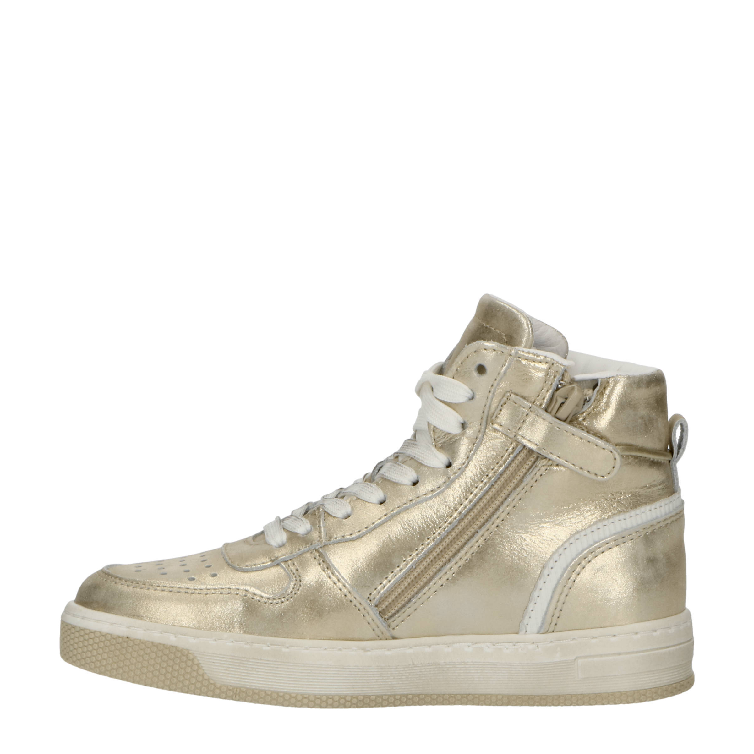 Hip H1174 hoge leren sneakers goud/wit | wehkamp