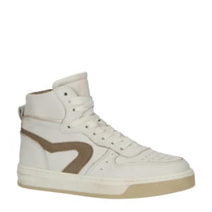 H1174  hoge leren sneakers wit/beige