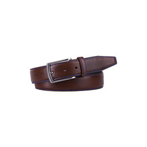 leren riem met stiksel donkerbruin