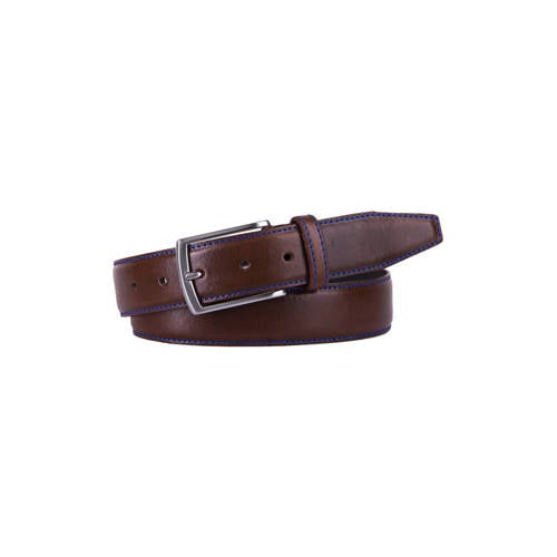 Profuomo leren riem met stiksel donkerbruin afbeelding