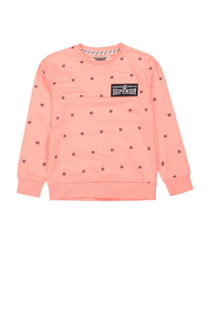 sweater met all over print roze