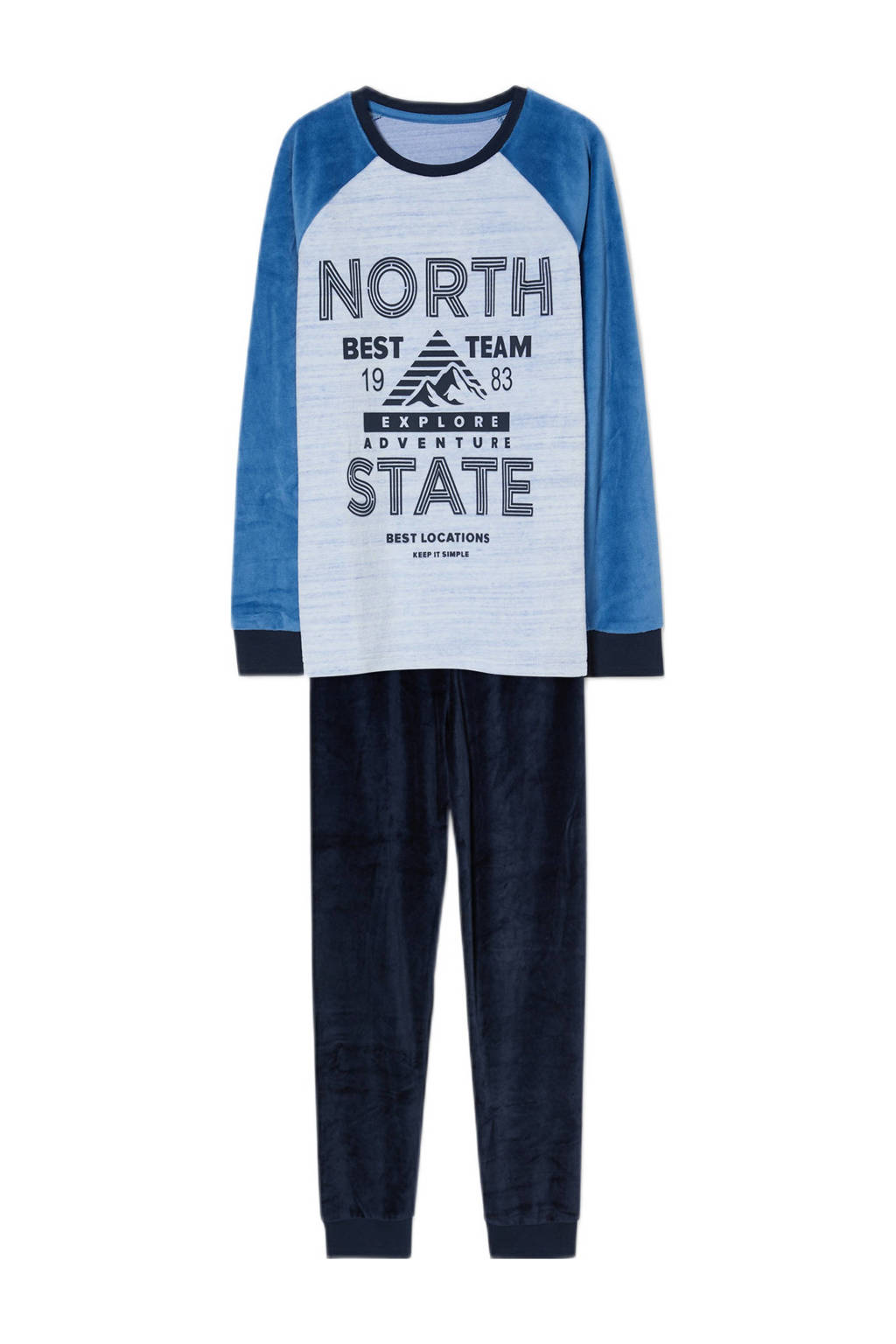 C&A pyjama met tekst blauw/donkerblauw, Blauw/donkerblauw