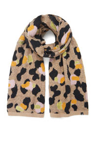 Desigual sjaal met luipaardprint camel, camel/zwart/roze/geel/oranje