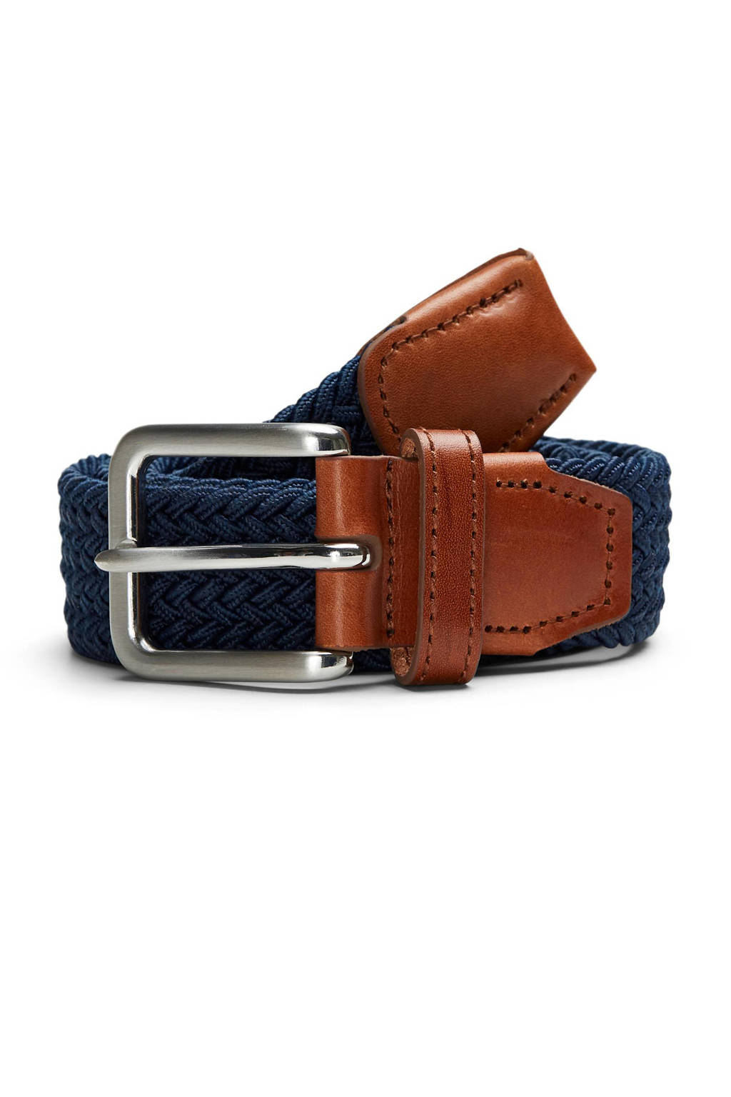 JACK & JONES gevlochten riem JACSPRING donkerblauw, Donkerblauw/Cognac