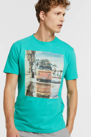 T-shirt met printopdruk bright aqua