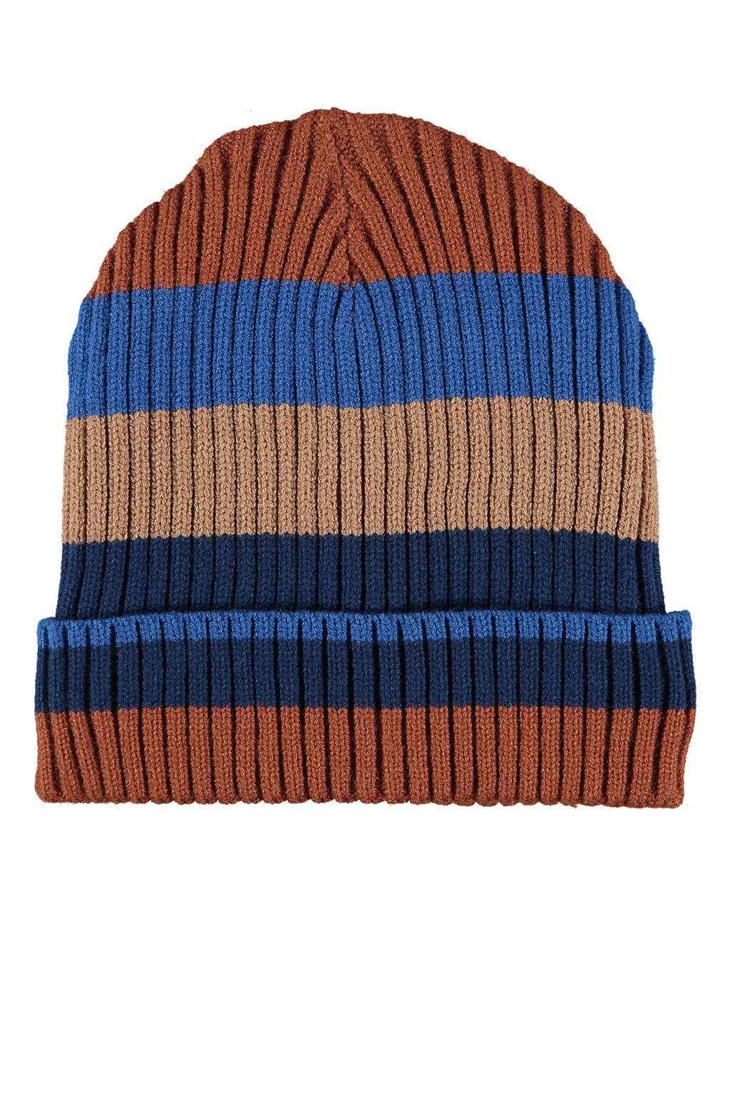 Sarlini muts met streeppatroon multi, Blauw/camel