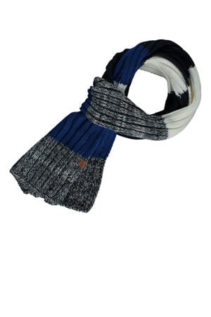 gestreepte sjaal grijs/kobaltblauw