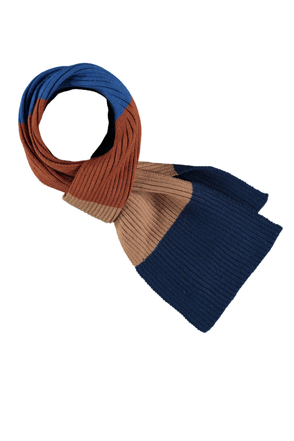 Sarlini sjaal met streeppatroon multi, Blauw/camel