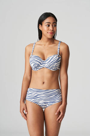 high waist bikinibroekje Ravena met zebraprint blauw/wit