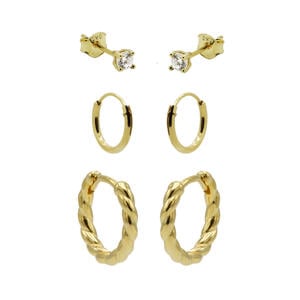 gold plated oorbellen Teddy (set van 3)