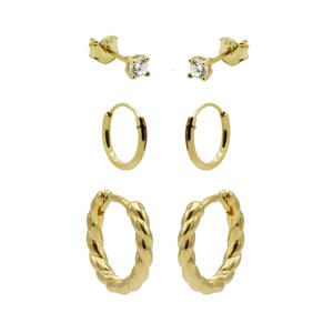 gold plated oorbellen Teddy (set van 3)