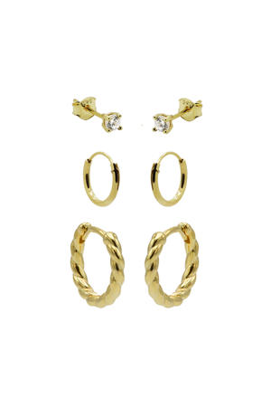 gold plated oorbellen Teddy (set van 3)