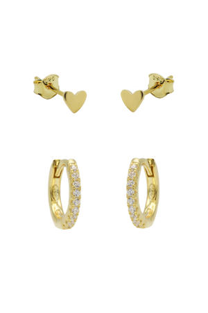 gold plated oorbellen Let's Rock (set van 2)