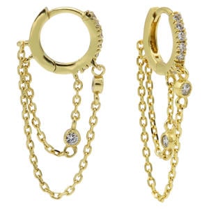 gold plated oorbellen Double Chain