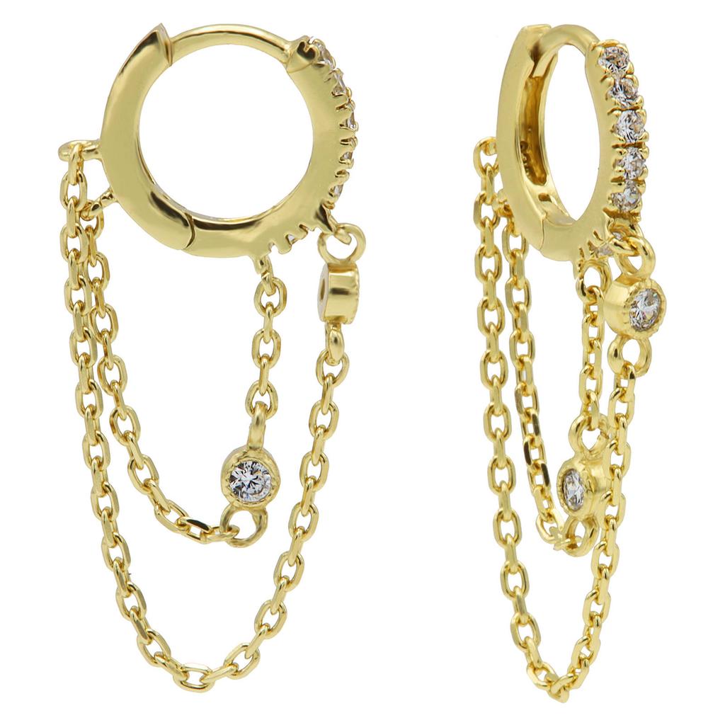 KARMA Jewelry gold plated oorbellen Double Chain