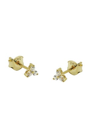 gold plated oorbellen Triple Flower