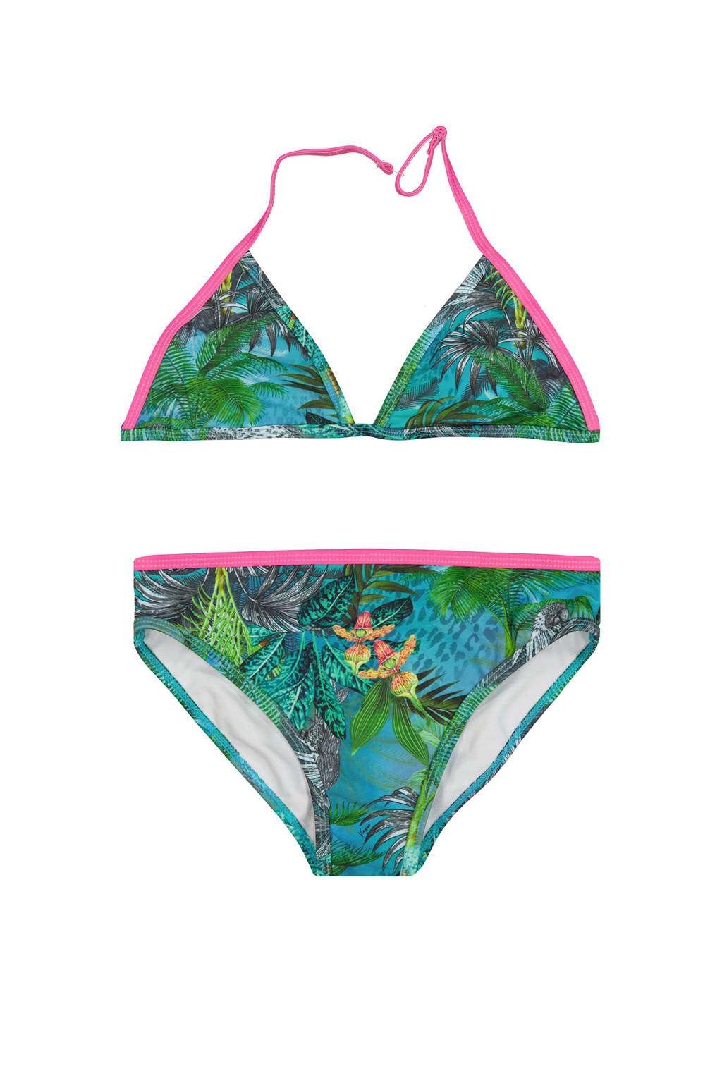 Vingino triangel bikini ZESTHA met all over print turquoise/roze