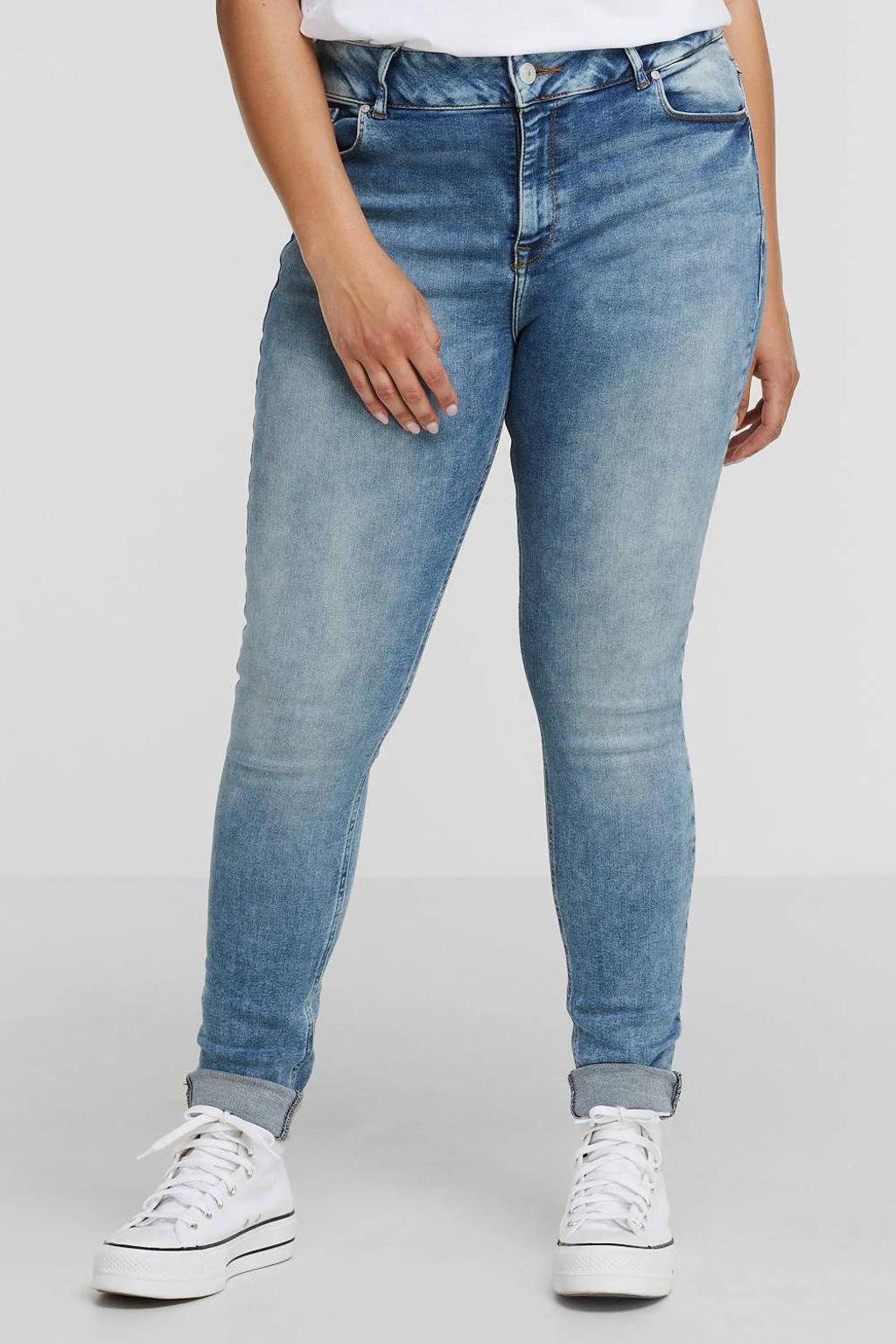 Blauwe dames LTB jeans Love to be high waist skinny jeans Arly van stretchdenim met rits- en knoopsluiting
