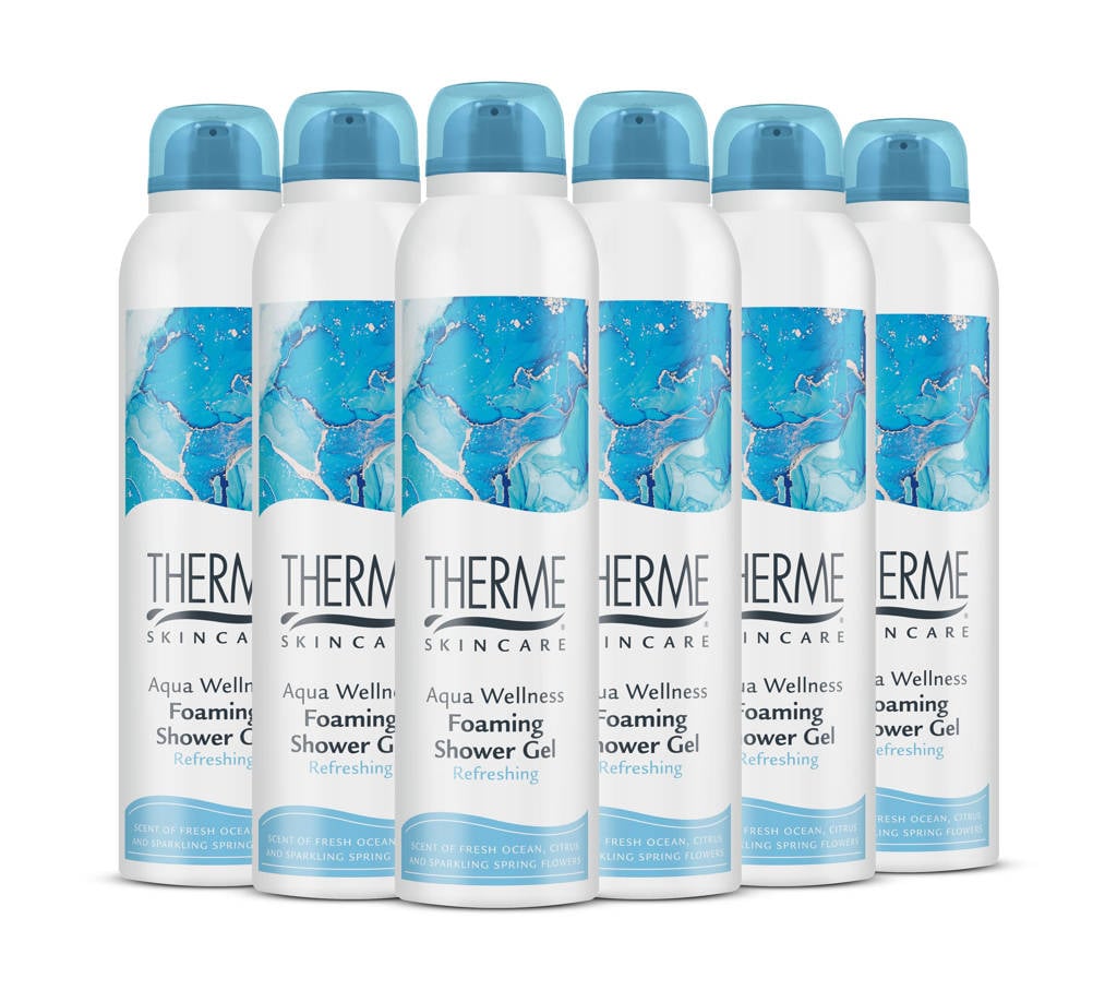 Therme Aqua Wellness Foaming douchegel - 6 x 200 ml - voordeelverpakking