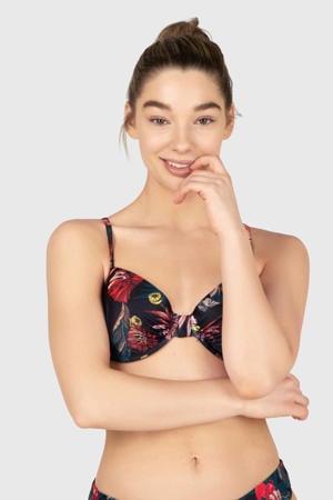 voorgevormde beugel bikinitop Novasera zwart/rood