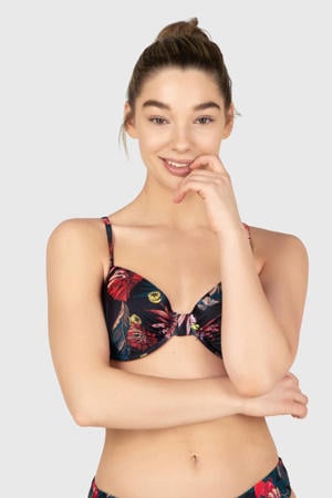 voorgevormde beugel bikinitop Novasera zwart/rood
