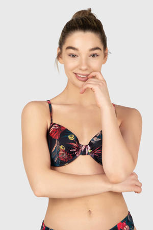 voorgevormde beugel bikinitop Novasera zwart/rood