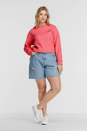 sweater met logo en borduursels roze