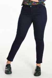 Donkerblauwe dames Cassis high waist slim fit jeans van denim 