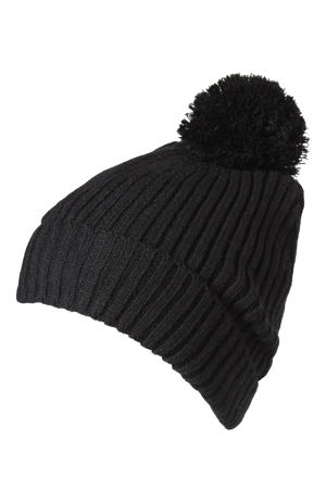 muts met pompon zwart