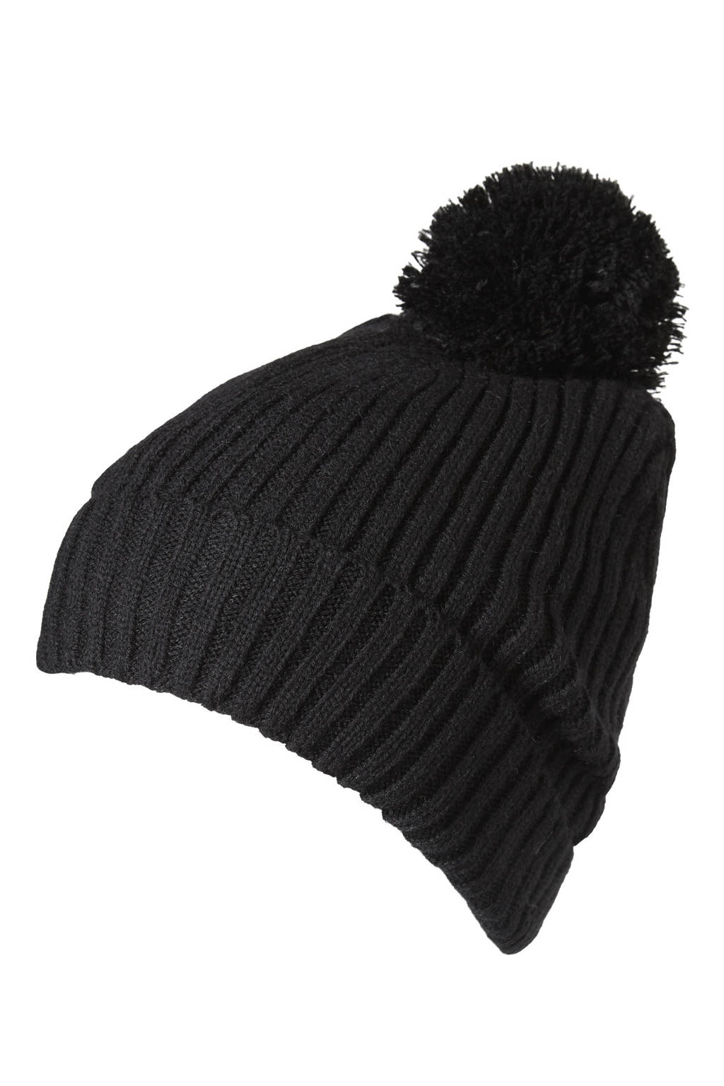 Sarlini muts met pompon zwart, Zwart